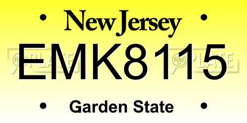 EMK8115 New Jersey License Plate