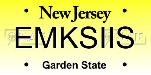 EMKSIIS New Jersey License Plate