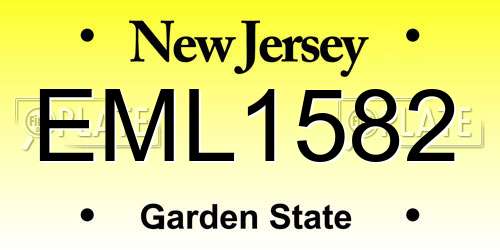 EML1582 New Jersey License Plate