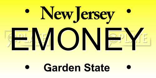 EMONEY New Jersey License Plate