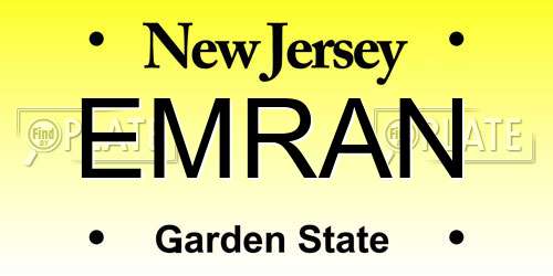 EMRAN New Jersey License Plate