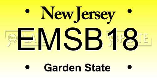 EMSB18 New Jersey License Plate
