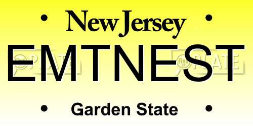 EMTNEST New Jersey License Plate