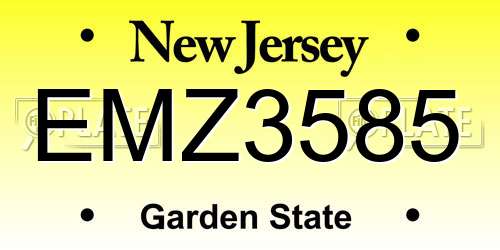 EMZ3585 New Jersey License Plate