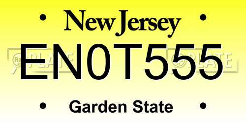 EN0T555 New Jersey License Plate