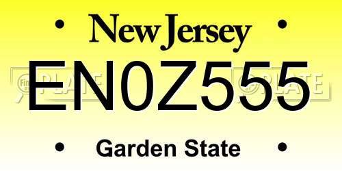 EN0Z555 New Jersey License Plate