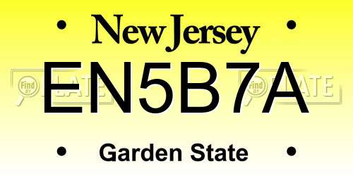 EN5B7A New Jersey License Plate