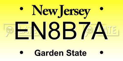 EN8B7A New Jersey License Plate