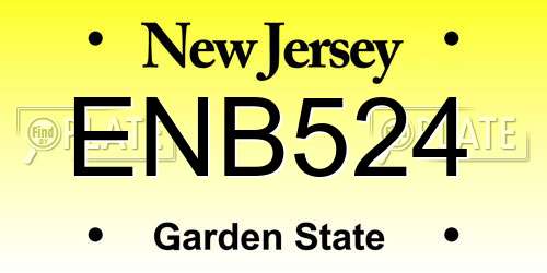 ENB524 New Jersey License Plate