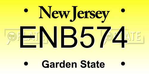 ENB574 New Jersey License Plate