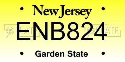 ENB824 New Jersey License Plate