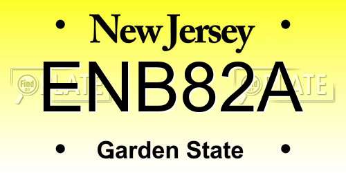 ENB82A New Jersey License Plate