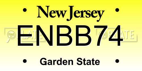 ENBB74 New Jersey License Plate