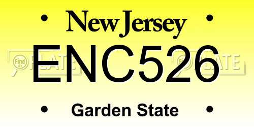 ENC526 New Jersey License Plate