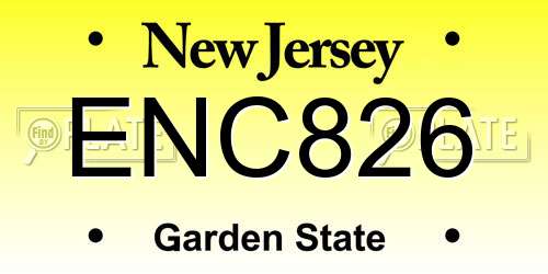 ENC826 New Jersey License Plate