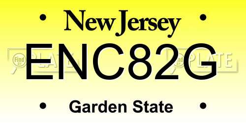 ENC82G New Jersey License Plate