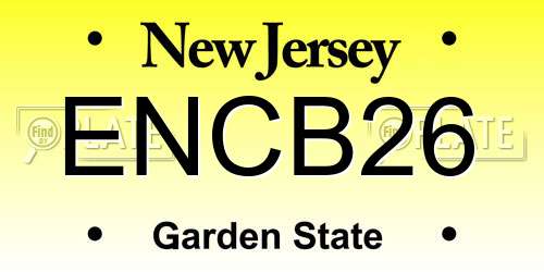 ENCB26 New Jersey License Plate