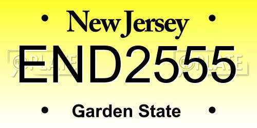 END2555 New Jersey License Plate
