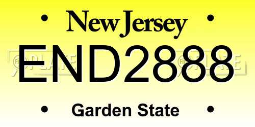 END2888 New Jersey License Plate