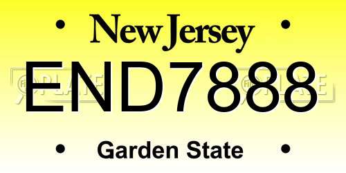 END7888 New Jersey License Plate