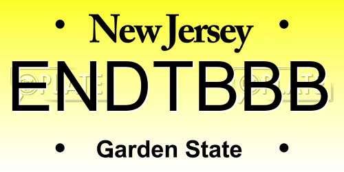 ENDTBBB New Jersey License Plate