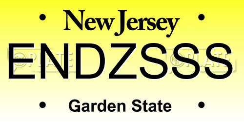 ENDZSSS New Jersey License Plate