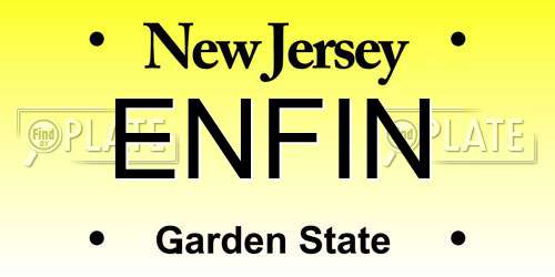ENFIN New Jersey License Plate