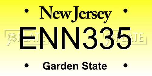ENN335 New Jersey License Plate