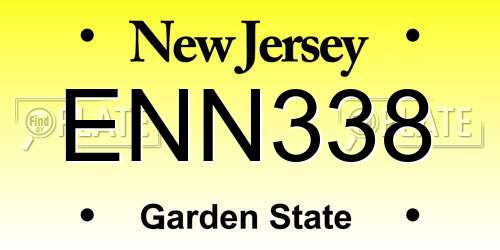 ENN338 New Jersey License Plate