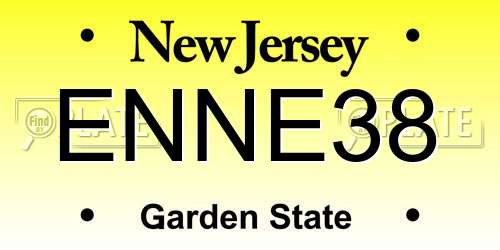 ENNE38 New Jersey License Plate