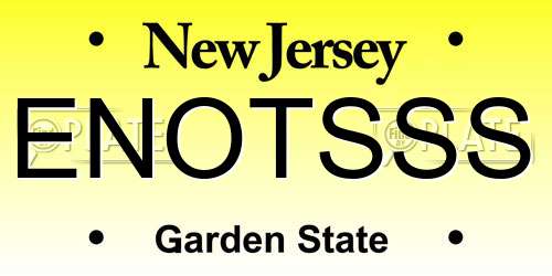 ENOTSSS New Jersey License Plate