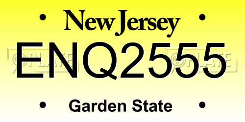 ENQ2555 New Jersey License Plate