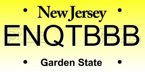 ENQTBBB New Jersey License Plate