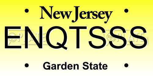 ENQTSSS New Jersey License Plate