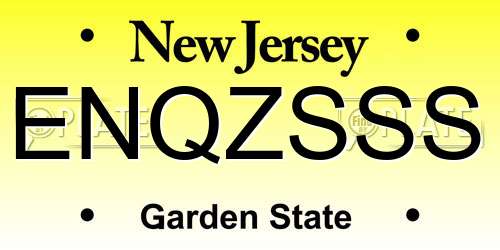 ENQZSSS New Jersey License Plate