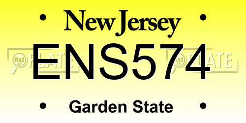 ENS574 New Jersey License Plate