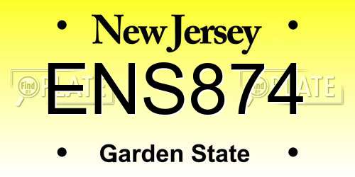 ENS874 New Jersey License Plate