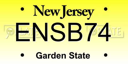 ENSB74 New Jersey License Plate