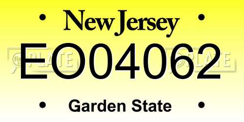 EO04062 New Jersey License Plate