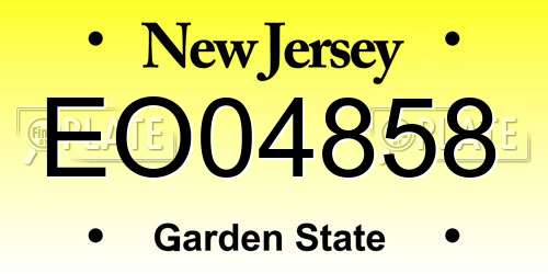 EO04858 New Jersey License Plate