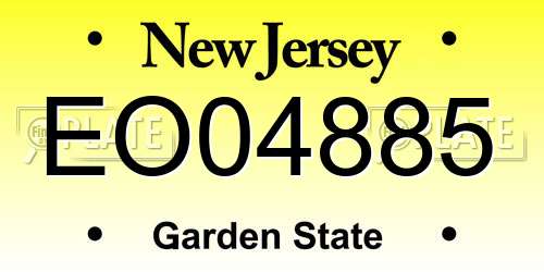 EO04885 New Jersey License Plate