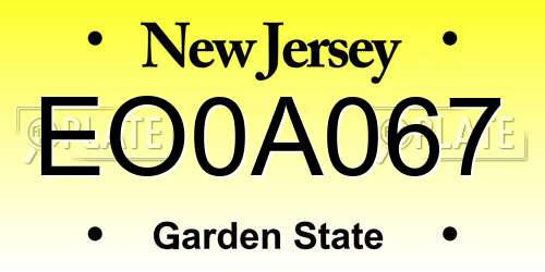 EO0A067 New Jersey License Plate