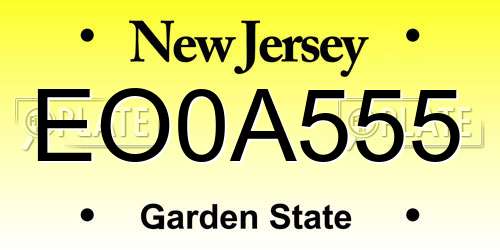 EO0A555 New Jersey License Plate