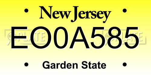 EO0A585 New Jersey License Plate