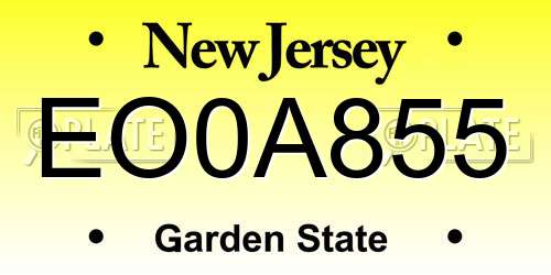 EO0A855 New Jersey License Plate