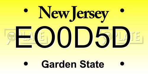 EO0D5D New Jersey License Plate