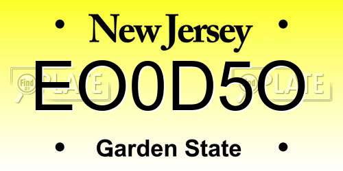 EO0D5O New Jersey License Plate
