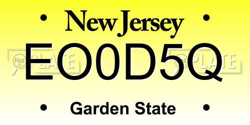 EO0D5Q New Jersey License Plate