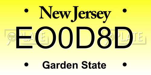 EO0D8D New Jersey License Plate