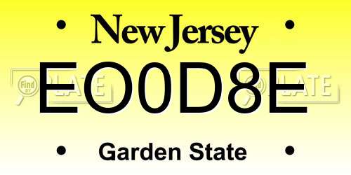 EO0D8E New Jersey License Plate